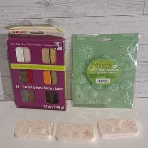 Loose Lot Set of Modeling Clay & Push Molds for Crafting